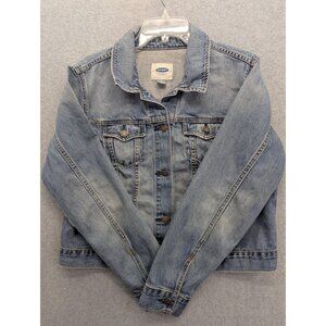 Old Navy Jacket Womens XL Blue Light Wash Denim Jean Button Front Trucker